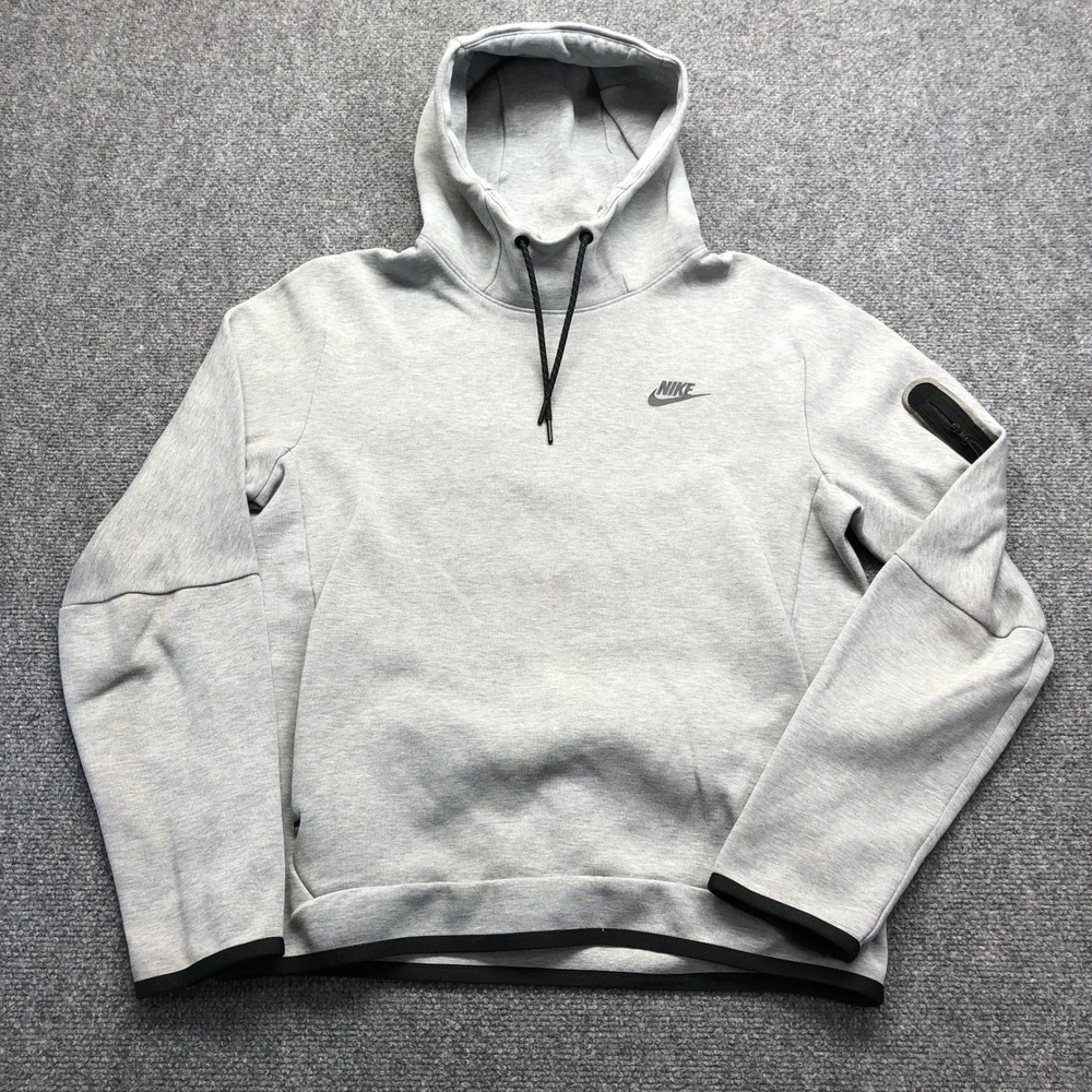 Nike Mens Tech Fleece Hoodie Gray Pullover Sleeve Pocket Small